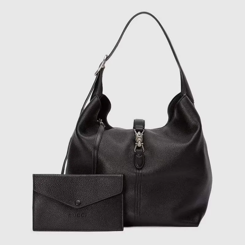 Gucci 763103 Gucci Jackie 1961 Small Shoulder Bag  Black Leather