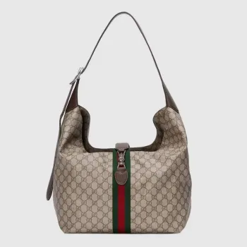 Gucci 763103 Gucci Jackie 1961 Small Shoulder Bag  Beige and ebony GG Supreme