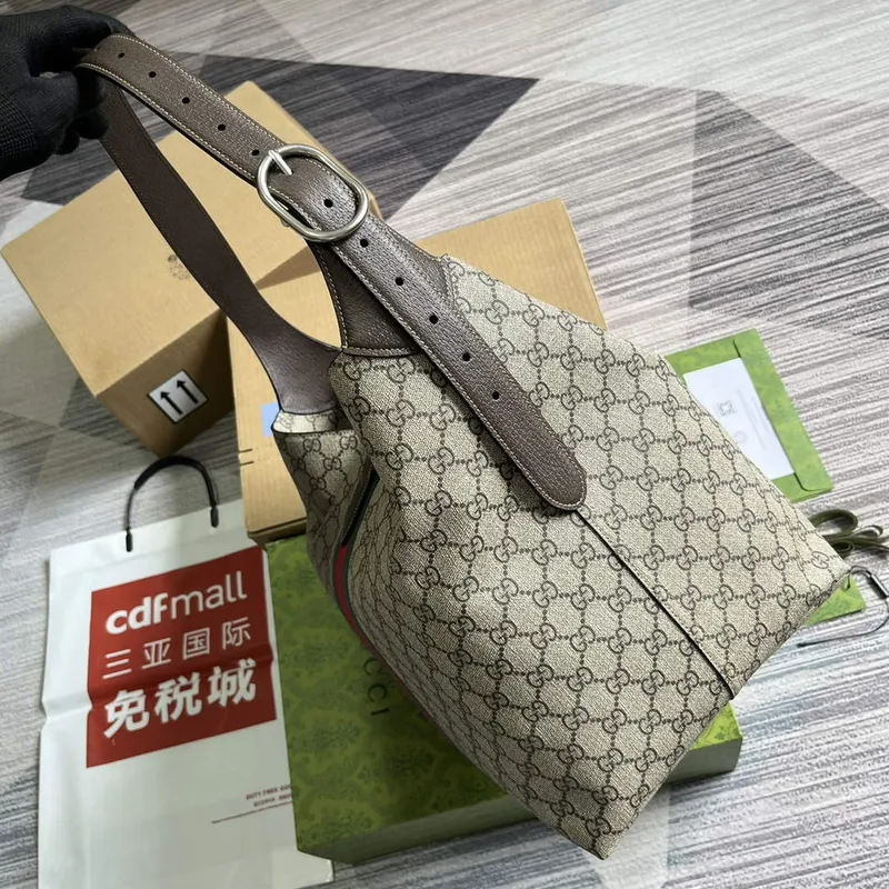 Gucci 763103 Gucci Jackie 1961 Small Shoulder Bag  Beige and ebony GG Supreme