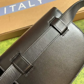 Gucci  760198 Gucci Horsebit 1955 Rounded Belt Bag Black Leather