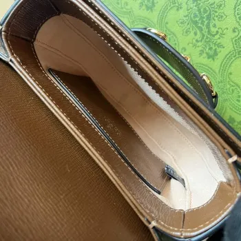 Gucci  760198 Gucci Horsebit 1955 Rounded Belt Bag Beige and Brown
