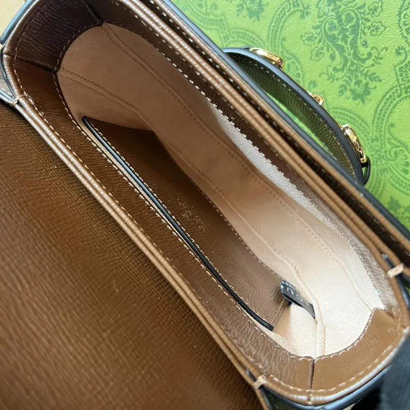 Gucci  760198 Gucci Horsebit 1955 Rounded Belt Bag Beige and Brown