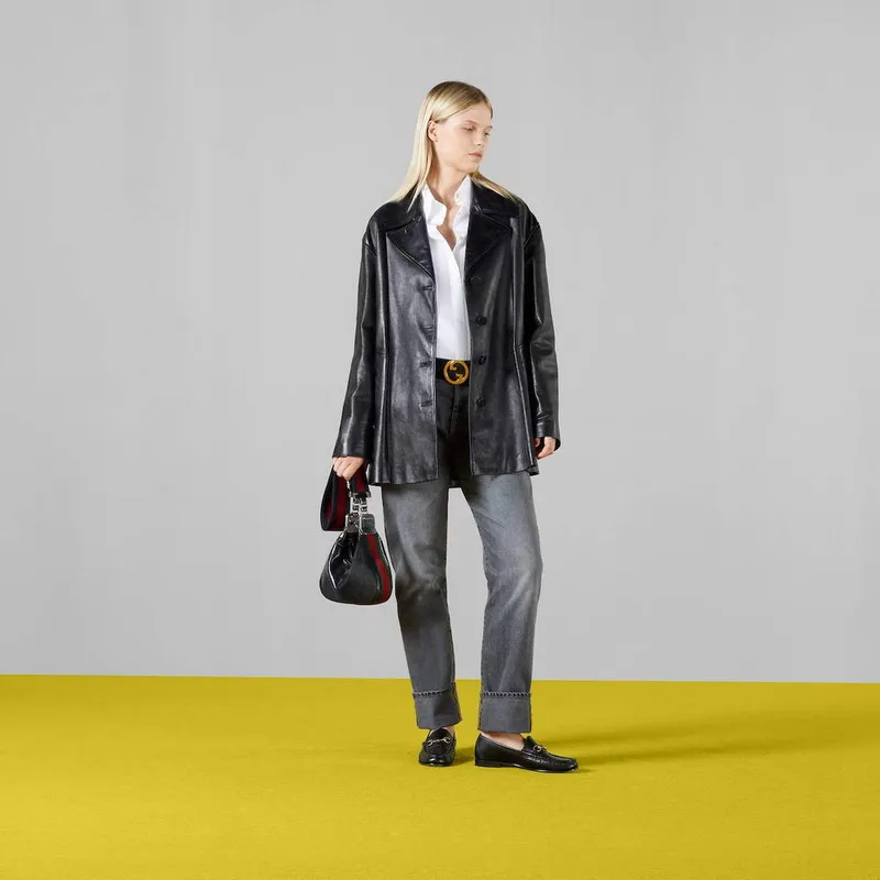 Gucci 699409 Gucci Attache Small Shoulder Bag Black GG Crystal Canvas