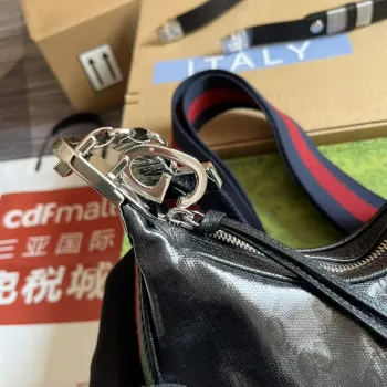 Gucci 699409 Gucci Attache Small Shoulder Bag Black GG Crystal Canvas