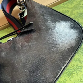 Gucci 699409 Gucci Attache Small Shoulder Bag Black GG Crystal Canvas