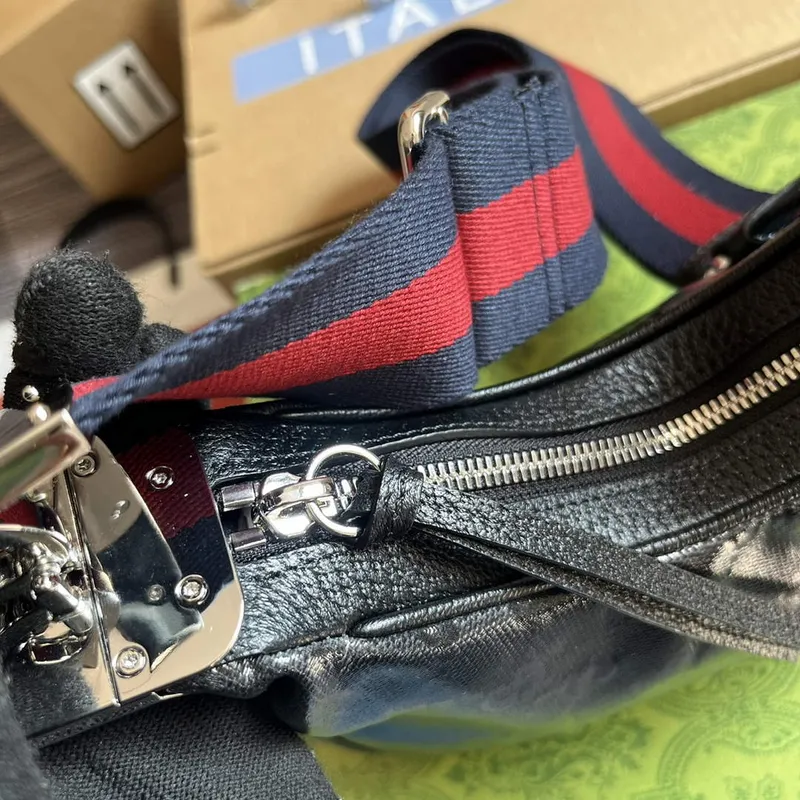 Gucci 699409 Gucci Attache Small Shoulder Bag Black GG Crystal Canvas