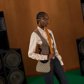 Gucci 699409 Gucci Attache Small Shoulder Bag Beige and Brown