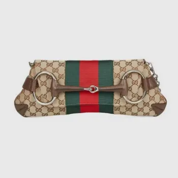 Gucci  764255 Gucci Horsebit Chain Shoulder Bag Beige and Brown