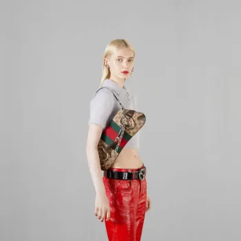 Gucci  764255 Gucci Horsebit Chain Shoulder Bag Beige and Brown