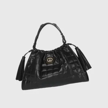 Gucci   746210 Gucci Deco Medium Tote Bag Black Quilted Leather