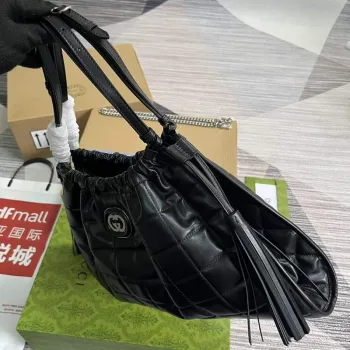 Gucci   746210 Gucci Deco Medium Tote Bag Black Quilted Leather