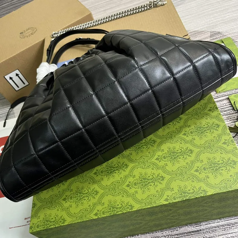 Gucci   746210 Gucci Deco Medium Tote Bag Black Quilted Leather