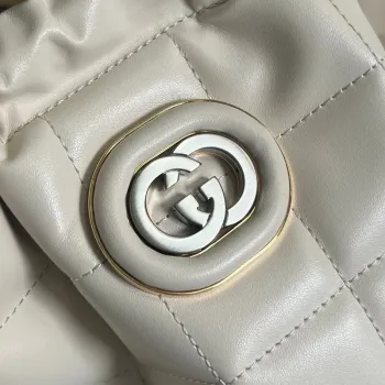 Gucci   746210 Gucci Deco Medium Tote Bag White Quilted Leather