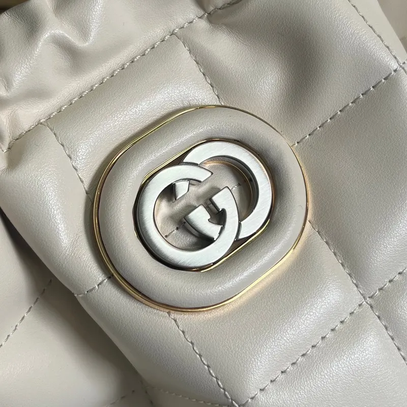 Gucci   746210 Gucci Deco Medium Tote Bag White Quilted Leather