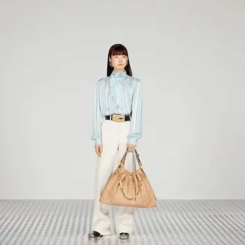 Gucci   746210 Gucci Deco Medium Tote Bag Dark Rose Beige Quilted Leather