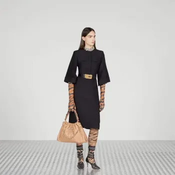 Gucci   746210 Gucci Deco Medium Tote Bag Dark Rose Beige Quilted Leather