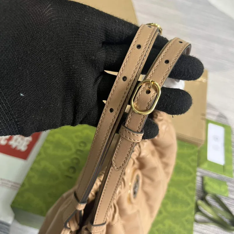 Gucci   746210 Gucci Deco Medium Tote Bag Dark Rose Beige Quilted Leather