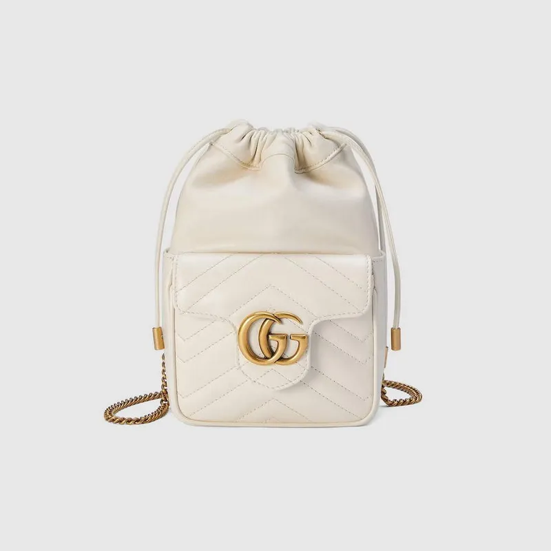 Gucci   746433 GG Marmont Mini Bucket Bag White
