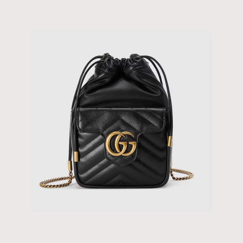 Gucci   746433 GG Marmont Mini Bucket Bag Black