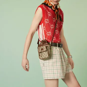 Gucci 746303 GG Mini Bucket Bag With Interlocking G Beige and Brown