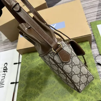 Gucci 746303 GG Mini Bucket Bag With Interlocking G Beige and Brown