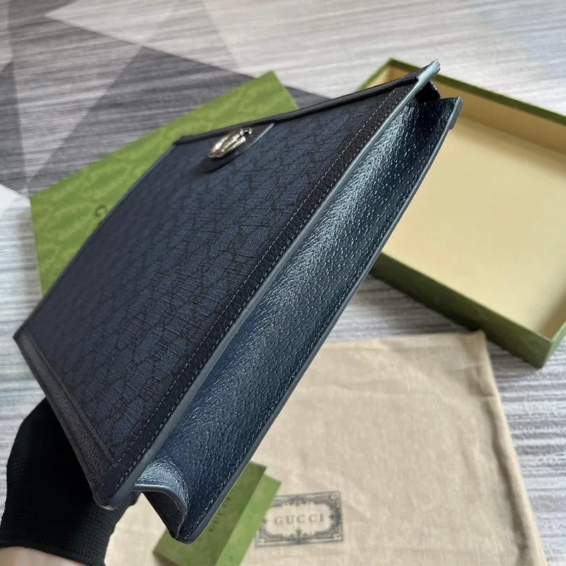 Gucci 674078 Ophidia Portfolio Case Blue and black