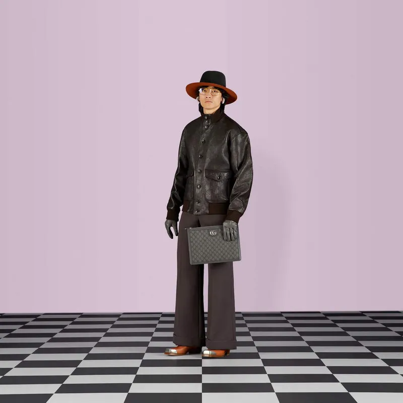 Gucci 674078 Ophidia Portfolio Case Grey