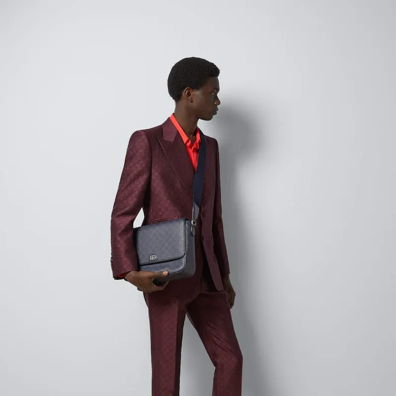 Gucci   761741 Ophidia Medium Messenger  Bag Blue