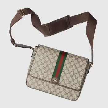 Gucci   761741 Ophidia Medium Messenger  Bag Beige and Brown