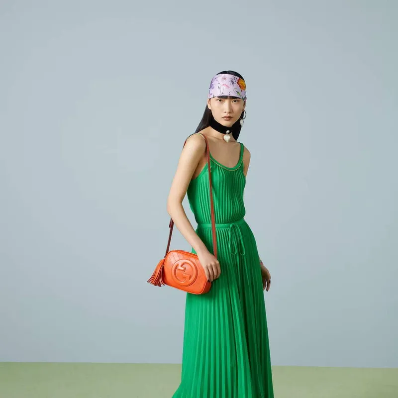 Gucci 742360 Gucci Blondie small shoulder bag Orange Leather