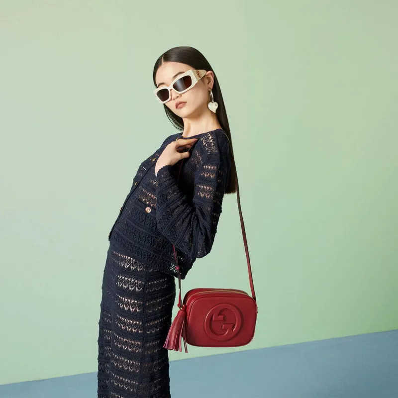 Gucci 742360 Gucci Blondie small shoulder bag Red Leather