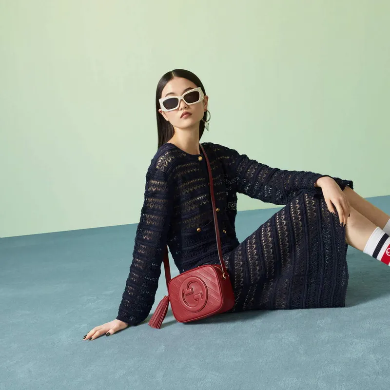 Gucci 742360 Gucci Blondie small shoulder bag Red Leather