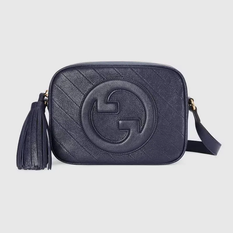 Gucci 742360 Gucci Blondie small shoulder bag Navy Blue Leather