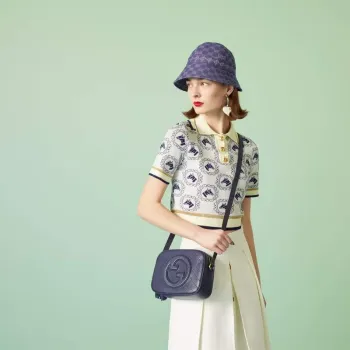 Gucci 742360 Gucci Blondie small shoulder bag Navy Blue Leather