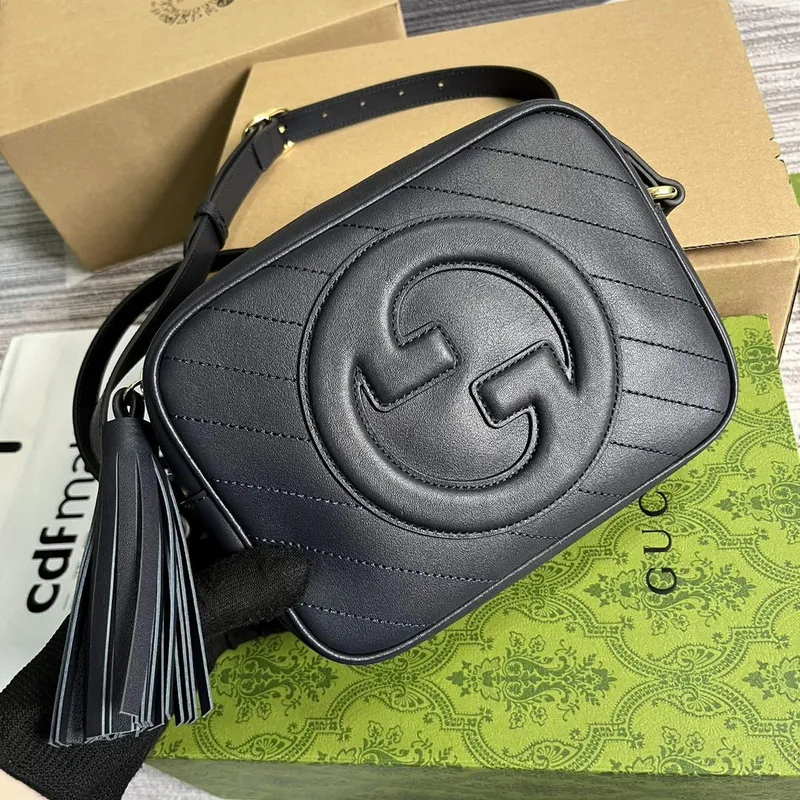 Gucci 742360 Gucci Blondie small shoulder bag Navy Blue Leather