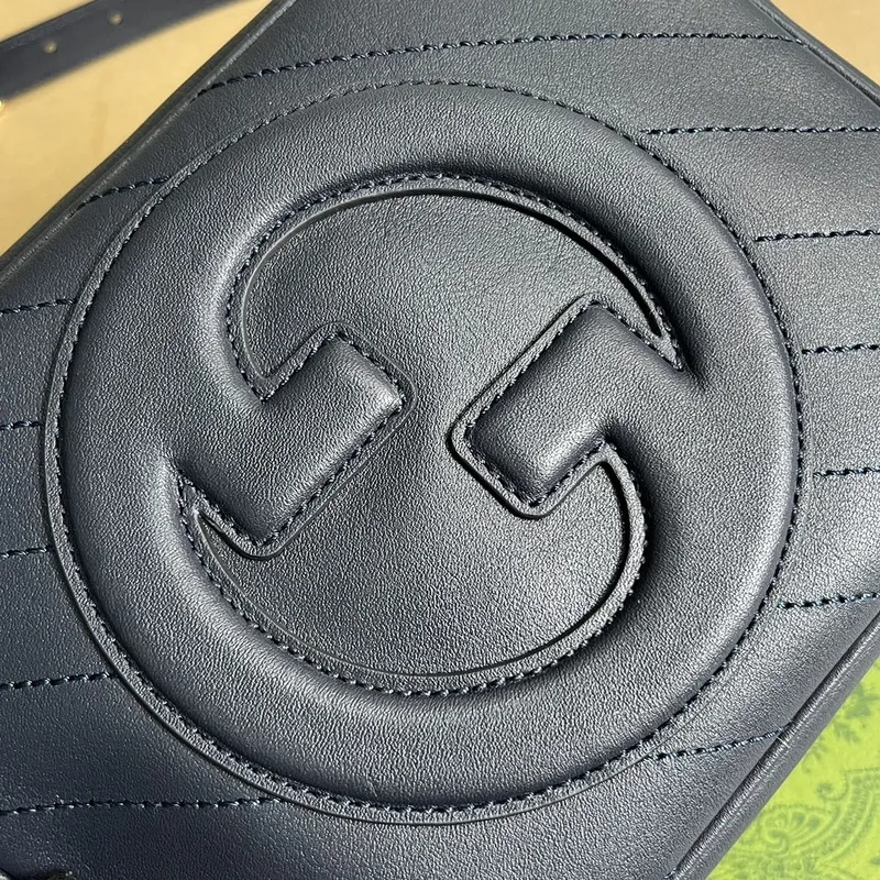 Gucci 742360 Gucci Blondie small shoulder bag Navy Blue Leather