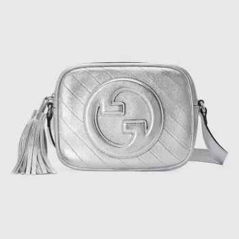 Gucci 742360 Gucci Blondie small shoulder bag Metallic silver Leather
