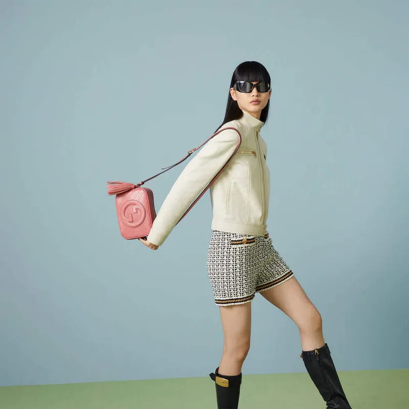 Gucci 742360 Gucci Blondie small shoulder bag Pink Leather