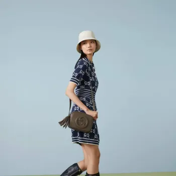 Gucci 742360 Gucci Blondie small shoulder bag  Brown Leather