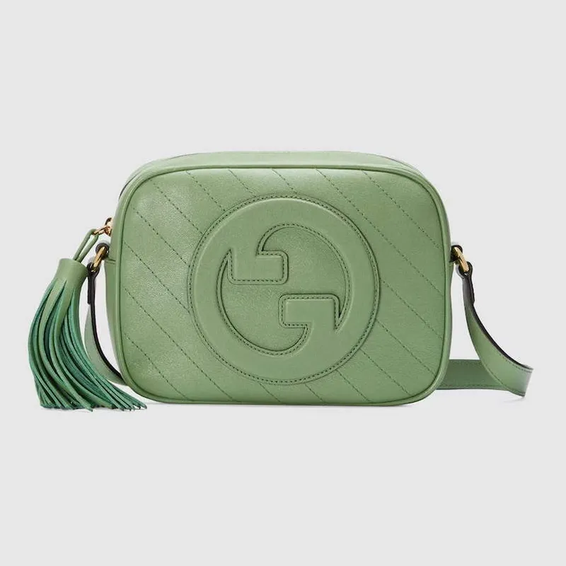 Gucci 742360 Gucci Blondie small shoulder bag  Green Leather