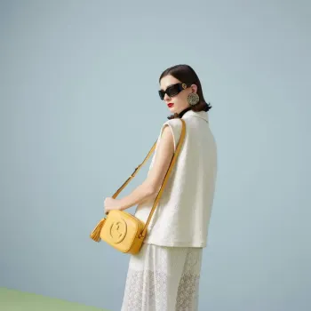 Gucci 742360 Gucci Blondie small shoulder bag  Yellow Leather