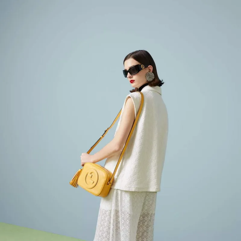 Gucci 742360 Gucci Blondie small shoulder bag  Yellow Leather