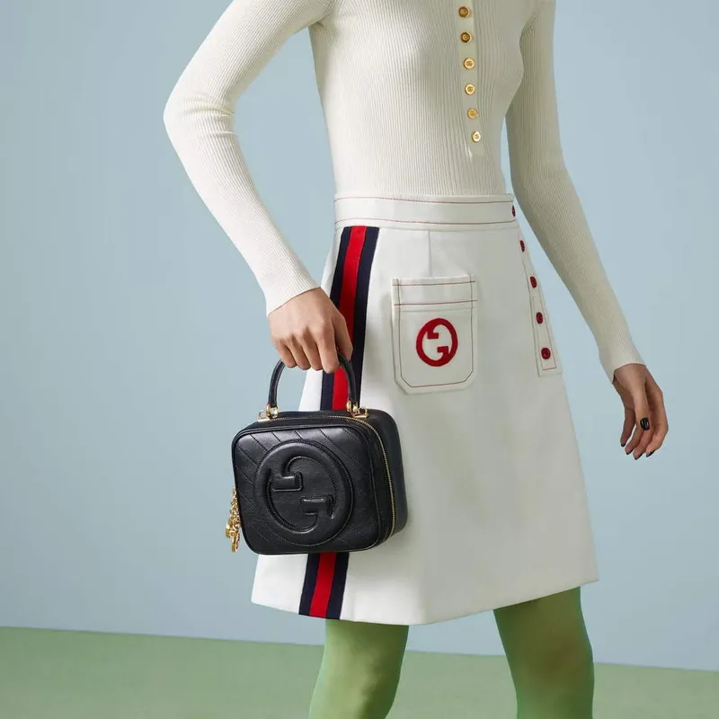 Gucci 744434 Gucci  Blondie top handle bag  Black  leather