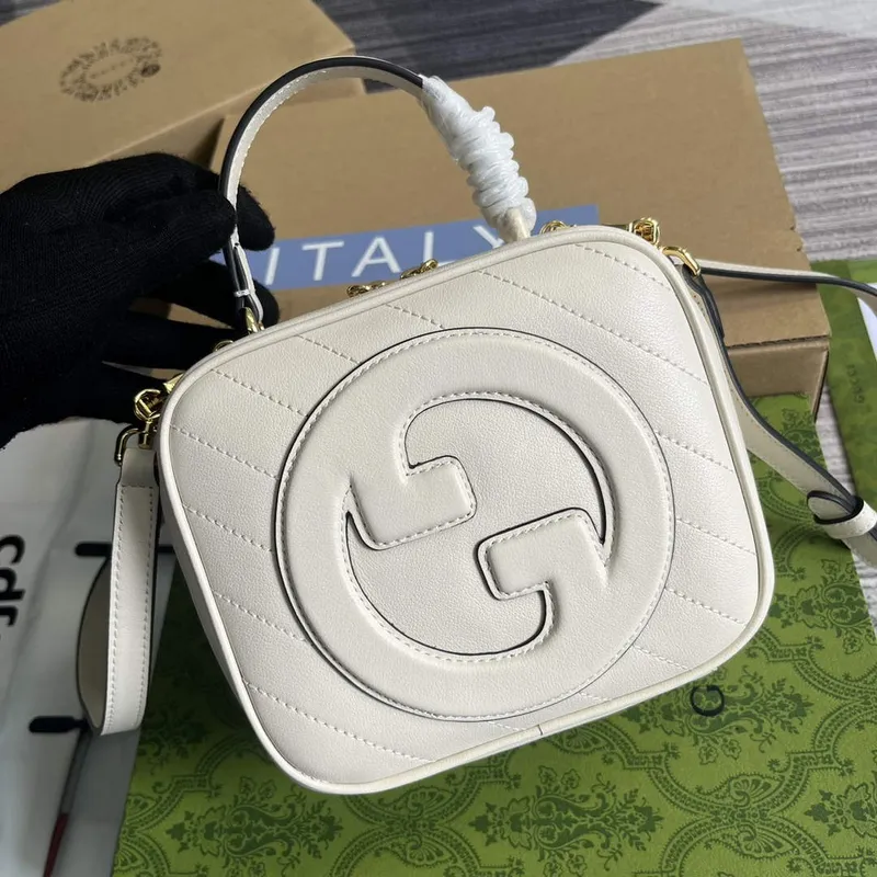 Gucci 744434 Gucci  Blondie top handle bag White leather