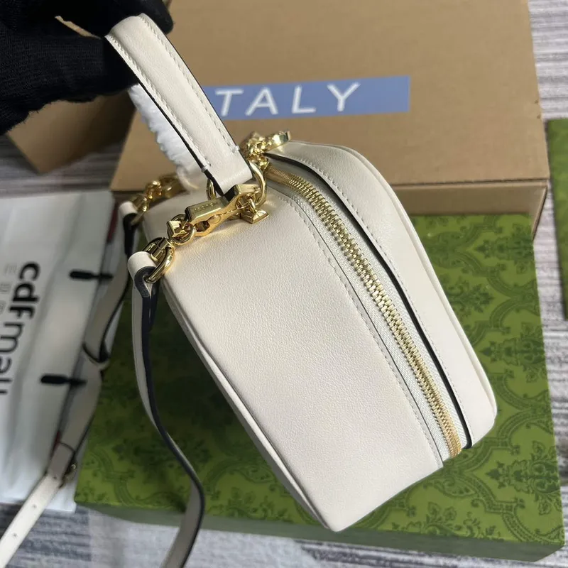 Gucci 744434 Gucci  Blondie top handle bag White leather