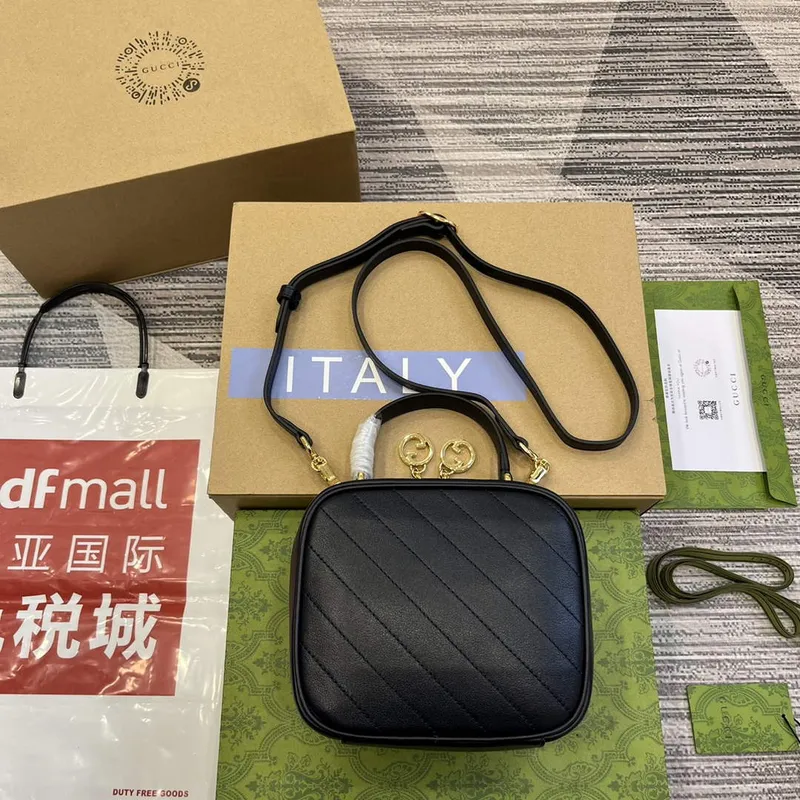 Gucci 744434 Gucci  Blondie top handle bag Navy blue leather