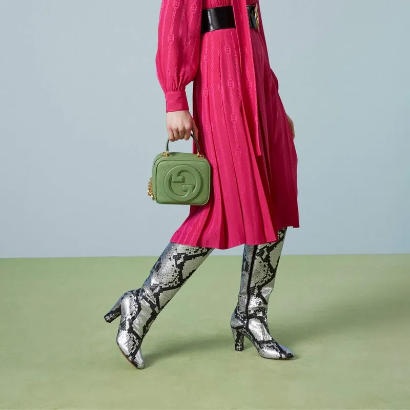 Gucci  744434 Gucci Blondie top handle bag Light green leather