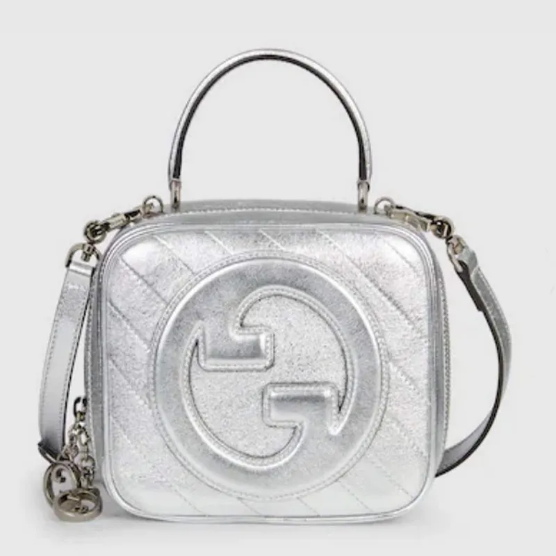 Gucci  744434 Gucci Blondie top handle bag Metallic silver leather