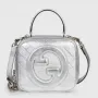 Gucci  744434 Gucci Blondie top handle bag Metallic silver leather