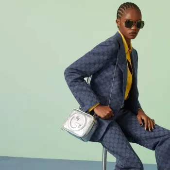 Gucci  744434 Gucci Blondie top handle bag Metallic silver leather